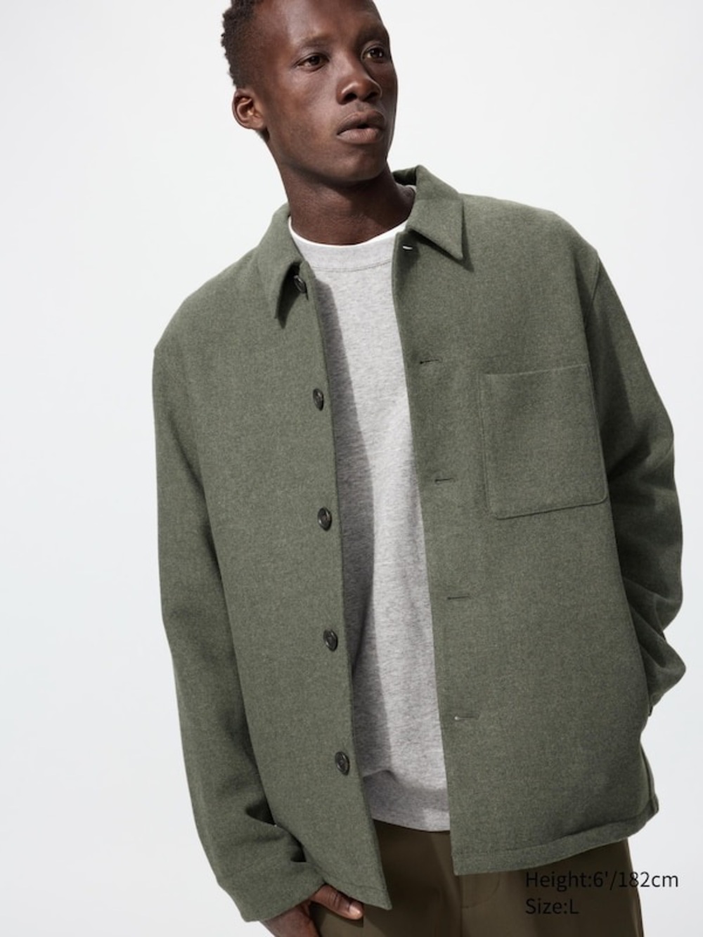Uniqlo Overshirt Jacket Olive Green Size Medium Shacket NWOT